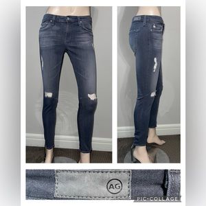 AG Adriano Goldschmied The Legging Ankle Super Skinny Distressed Jeans 28R